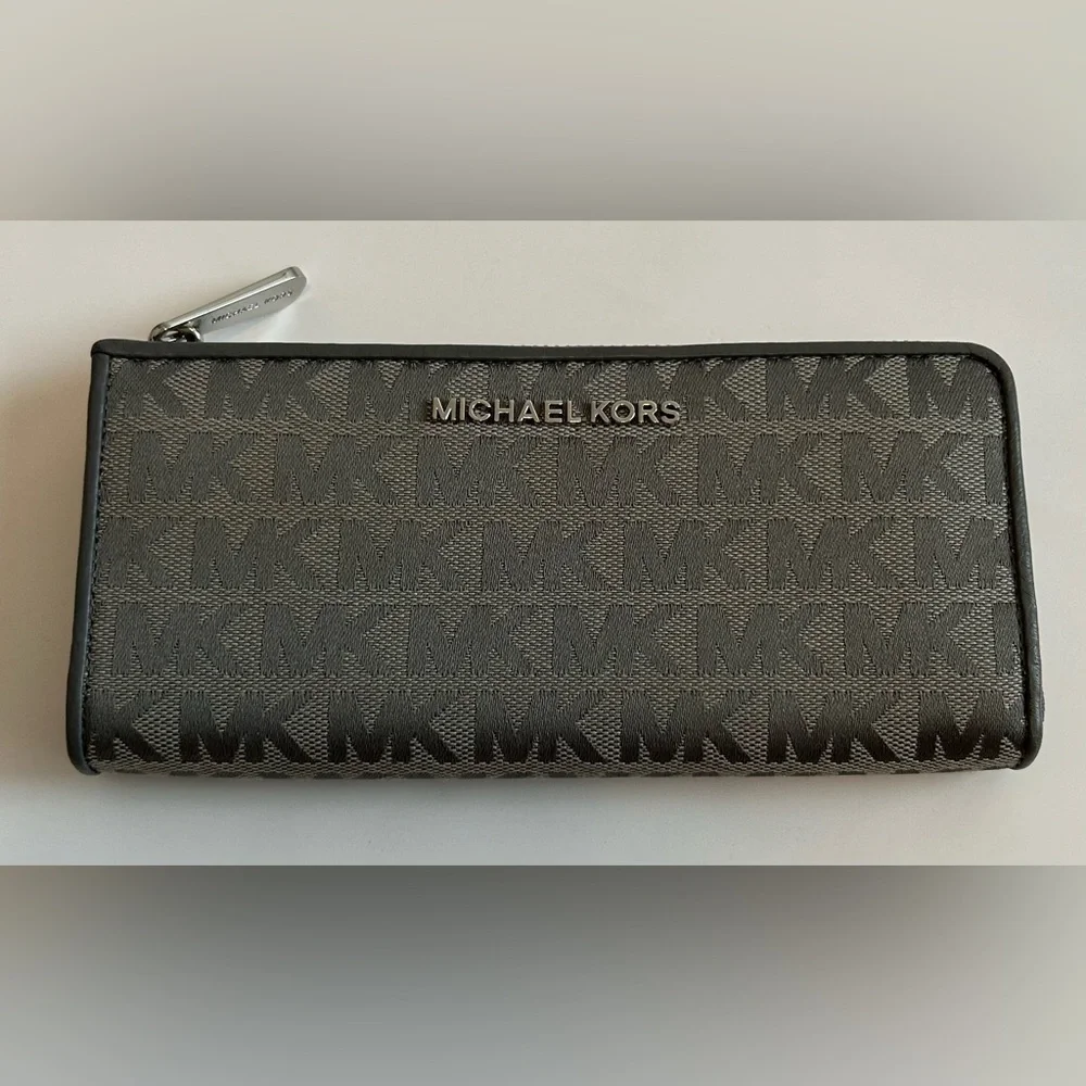 Michael Kors Monogram Zip-Around Wallet in Gray - Picture 2 of 4